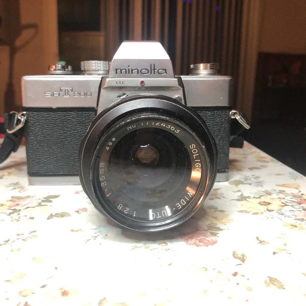 Vintage 1970s Minolta SRT 200 with Soligor Wide Auto Lens